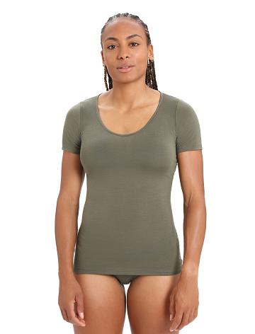 Sous Vêtement Icebreaker Merino Siren Corta Sleeve Sweetheart Top Femme Vert Olive | FR 1682BEXC